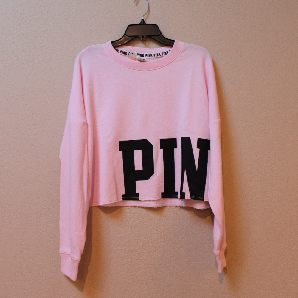 Victoria's Secret PINK Logo Sweatshirt Top Shirt Gray Leggings Pants Set - Picture 4 of 8